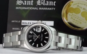 Ladies Watches | Dress Watches | Sant Blanc ROLEX Ladies 26mm Stainless Steel DateJust Black Index Dial Model 179160