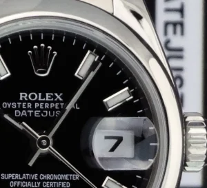 Ladies Watches | Dress Watches | Sant Blanc ROLEX Ladies 26mm Stainless Steel DateJust Black Index Dial Model 179160