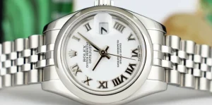 Dress Watches | Sant Blanc ROLEX Ladies 26mm Stainless Steel DateJust White Bold Roman Jubilee Band 179160