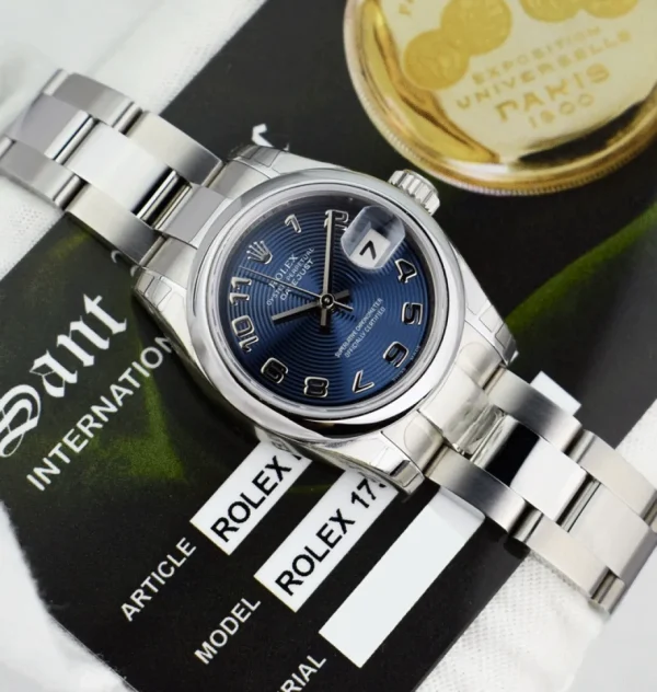 Ladies Watches | Dress Watches | Sant Blanc ROLEX Ladies 26mm Stainless Steel Datejust Blue Concentric Arabic Model 179160