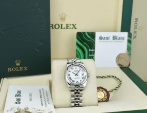Dress Watches | Sant Blanc ROLEX Ladies 26mm Stainless Steel DateJust White Bold Roman Jubilee Band 179160