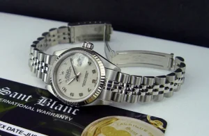 Ladies Watches | Dress Watches | Sant Blanc ROLEX Ladies 26mm White Gold & Stainless Steel DateJust Cream Arabic Dial Jubilee Band Model 79174