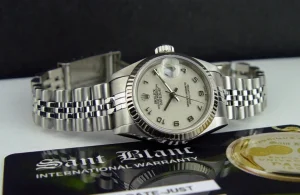 Ladies Watches | Dress Watches | Sant Blanc ROLEX Ladies 26mm White Gold & Stainless Steel DateJust Cream Arabic Dial Jubilee Band Model 79174