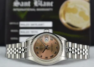 Dress Watches | Ladies Watches | Sant Blanc ROLEX Ladies 26mm White Gold & Stainless Steel DateJust Rose Roman Dial Model 79174