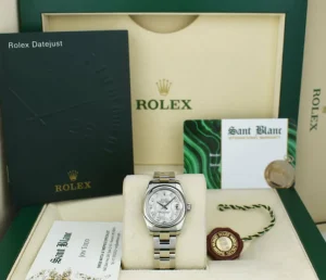 Dress Watches | Sant Blanc ROLEX Ladies Stainless Steel Datejust Mother of Pearl Diamond Oyster Band Model 179160