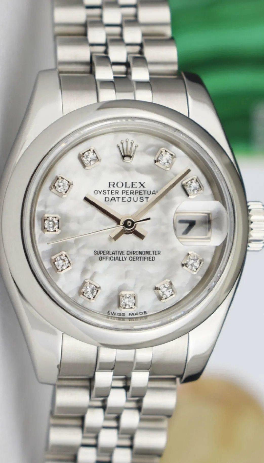 rolex_ladies_stainless_st_1-1.webp Dress Watches | Sant Blanc ROLEX Ladies Stainless Steel Datejust Mother of Pearl Diamond Jubilee Band Model 179160