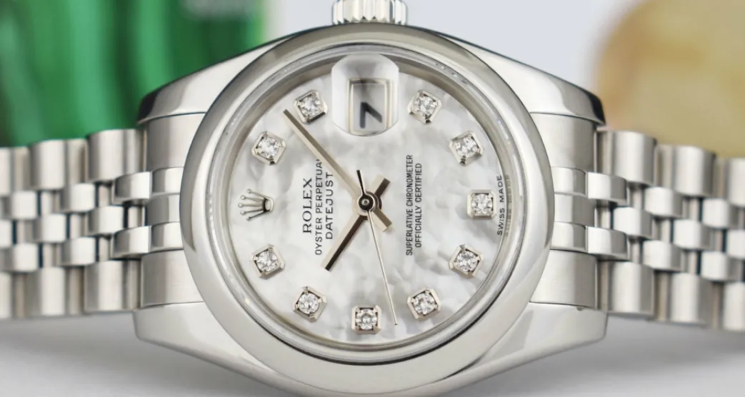 rolex_ladies_stainless_st_4-1.webp Dress Watches | Sant Blanc ROLEX Ladies Stainless Steel Datejust Mother of Pearl Diamond Jubilee Band Model 179160