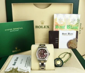 Ladies Watches | Dress Watches | Sant Blanc ROLEX Ladies White Gold & Stainless Steel Datejust Tahitian Mother of Pearl Diamond Dial Model 179384