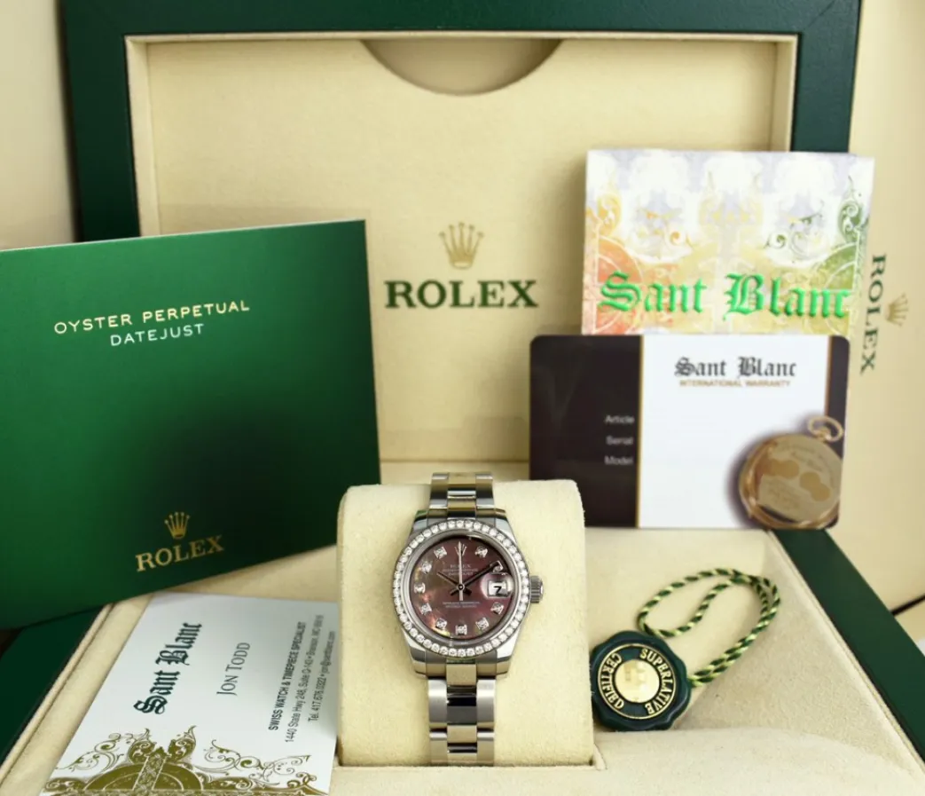 rolex_ladies_white_gold___0-1.webp Ladies Watches | Dress Watches | Sant Blanc ROLEX Ladies White Gold & Stainless Steel Datejust Tahitian Mother of Pearl Diamond Dial Model 179384