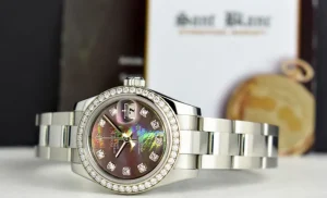 Ladies Watches | Dress Watches | Sant Blanc ROLEX Ladies White Gold & Stainless Steel Datejust Tahitian Mother of Pearl Diamond Dial Model 179384