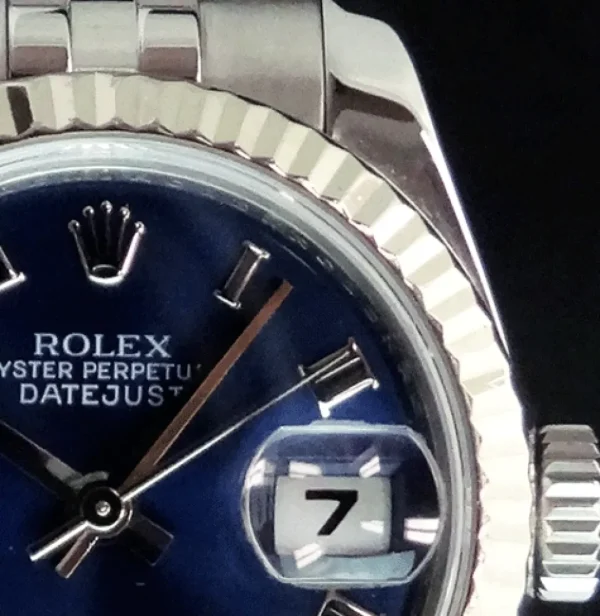 Ladies Watches | Dress Watches | Sant Blanc ROLEX Ladies White Gold & Stainless DateJust Blue Roman Dial Model 179174