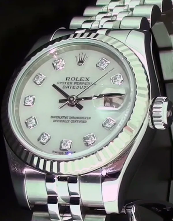 Ladies Watches | Dress Watches | Sant Blanc Rolex Ladies White Gold & Stainless Steel Pearl Diamond Dial DateJust Model 179174