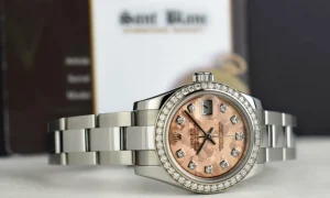 Ladies Watches | President Dress Watches | Sant Blanc ROLEX LADIES White Gold & Stainless Steel Pink CRYSTAL Diamond Dial Model 179384