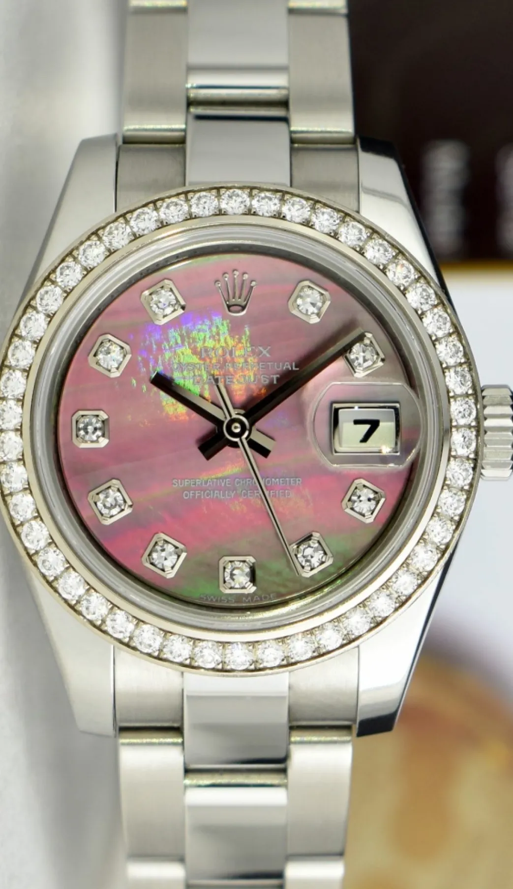 rolex_ladies_white_gold___6.webp Ladies Watches | Dress Watches | Sant Blanc ROLEX Ladies White Gold & Stainless Steel Datejust Tahitian Mother of Pearl Diamond Dial Model 179384