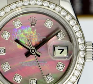 Ladies Watches | Dress Watches | Sant Blanc ROLEX Ladies White Gold & Stainless Steel Datejust Tahitian Mother of Pearl Diamond Dial Model 179384