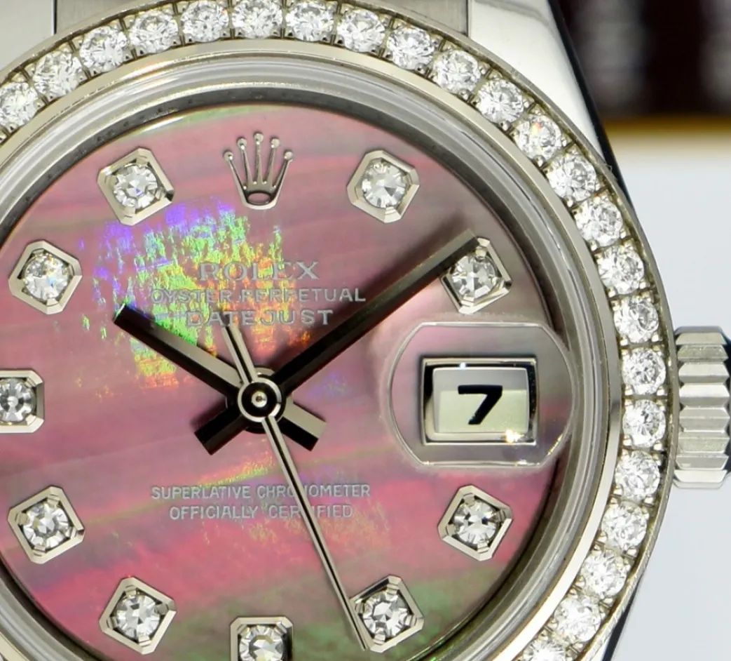 rolex_ladies_white_gold___7.webp Ladies Watches | Dress Watches | Sant Blanc ROLEX Ladies White Gold & Stainless Steel Datejust Tahitian Mother of Pearl Diamond Dial Model 179384