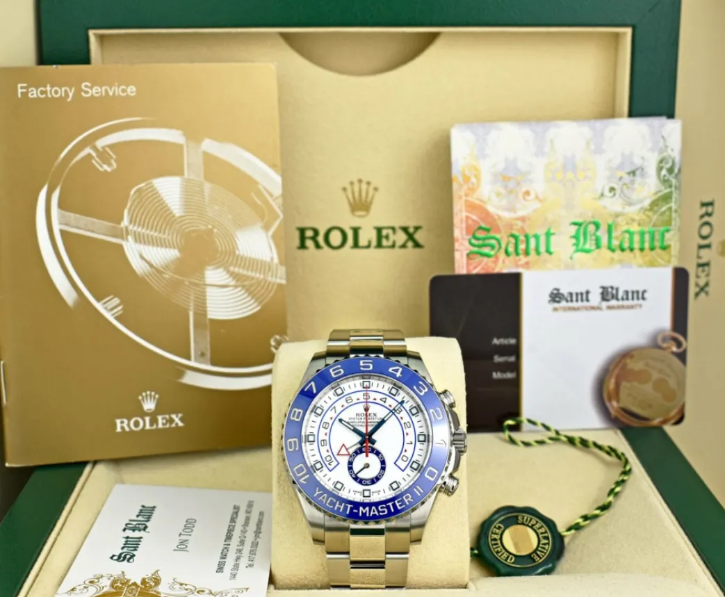 rolex_men_mm_stainless_st_0.webp Yachting Professional Watches | Men's Watches | Sant Blanc ROLEX Men 44mm Stainless Steel YachtMaster II Blue Hands Model 116680