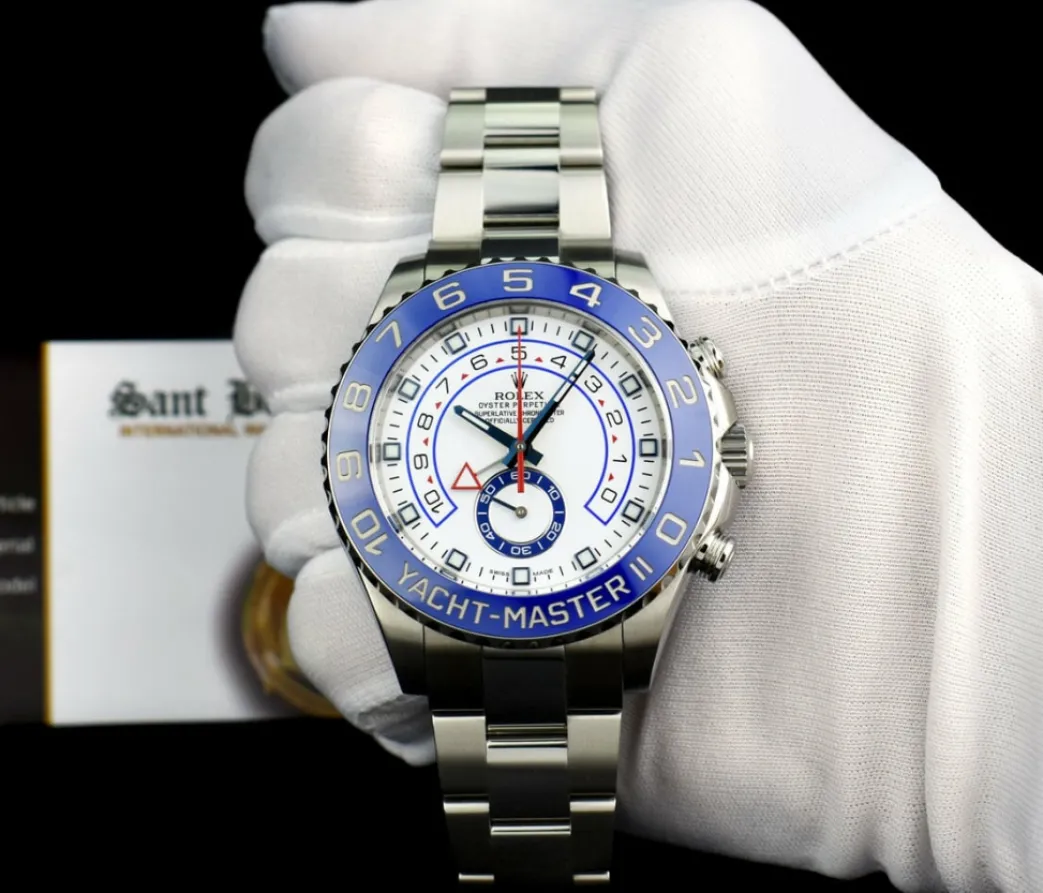 rolex_men_mm_stainless_st_1.webp Yachting Professional Watches | Men's Watches | Sant Blanc ROLEX Men 44mm Stainless Steel YachtMaster II Blue Hands Model 116680