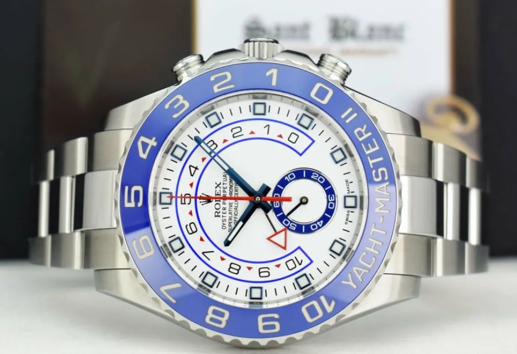 rolex_men_mm_stainless_st_3.webp Yachting Professional Watches | Men's Watches | Sant Blanc ROLEX Men 44mm Stainless Steel YachtMaster II Blue Hands Model 116680