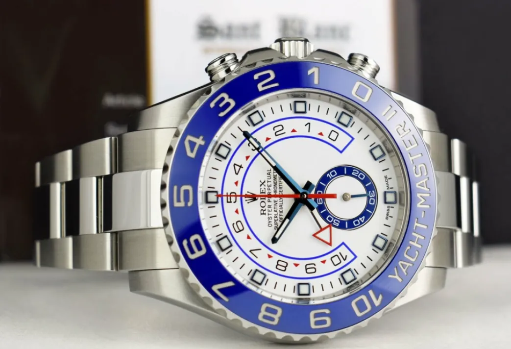 rolex_men_mm_stainless_st_4.webp Yachting Professional Watches | Men's Watches | Sant Blanc ROLEX Men 44mm Stainless Steel YachtMaster II Blue Hands Model 116680
