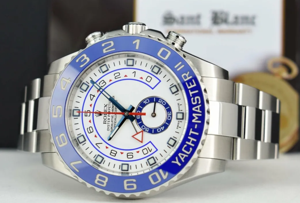rolex_men_mm_stainless_st_5.webp Yachting Professional Watches | Men's Watches | Sant Blanc ROLEX Men 44mm Stainless Steel YachtMaster II Blue Hands Model 116680