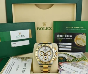 Men's Watches | Racing Professional Watches | Sant Blanc ROLEX Mens 18kt Gold & Stainless Two Tone Daytona White Index Model 116503