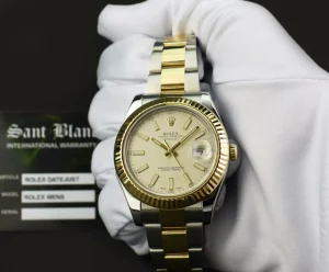 Men's Watches | Dress Watches | Sant Blanc ROLEX Mens 18kt Gold & Stainless Steel DateJust II Ivory Index Model 116333