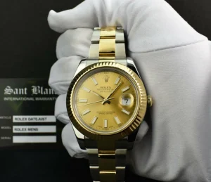 Men's Watches | Dress Watches | Sant Blanc ROLEX Mens 18kt Gold & Stainless Steel DateJust II Champagne Index Model 116333
