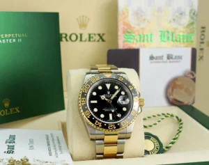 Men's Watches | Pilots Professional Watches | Sant Blanc ROLEX Mens 18kt Gold & Stainless Steel GMT Master II Black Dial Model 116713