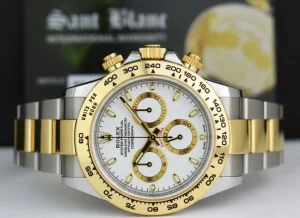 Men's Watches | Racing Professional Watches | Sant Blanc ROLEX Mens 18kt Gold & Stainless Two Tone Daytona White Index Model 116503
