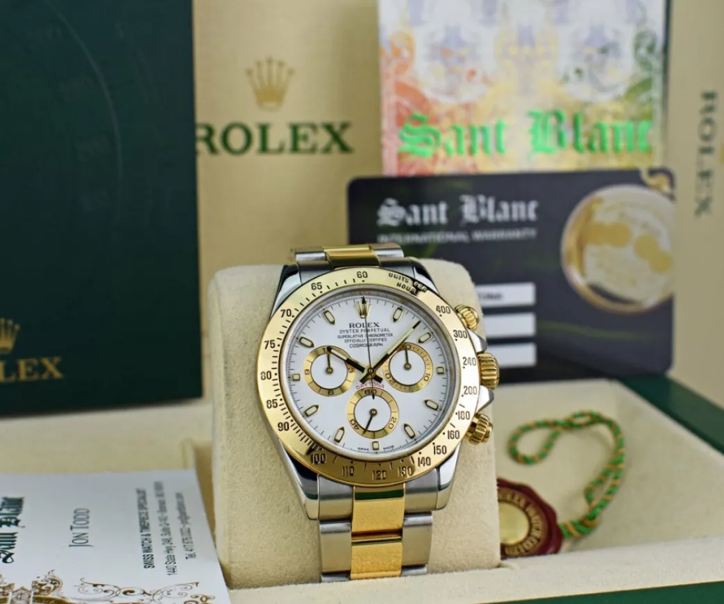 rolex_mens_kt_gold__stain_2-5.webp Sports Watches | Men's Watches | Sant Blanc ROLEX Mens 18kt Gold & Stainless Steel Daytona White Index Dial Model 116523