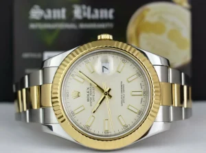 Men's Watches | Dress Watches | Sant Blanc ROLEX Mens 18kt Gold & Stainless Steel DateJust II Ivory Index Model 116333