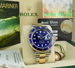 Diving Professional Watches | Sports Watches | Sant Blanc ROLEX Mens 18kt Gold & Stainless Steel Submariner Blue Dial No Holes Model 16613