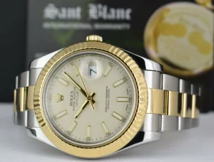 Men's Watches | Dress Watches | Sant Blanc ROLEX Mens 18kt Gold & Stainless Steel DateJust II Ivory Index Model 116333
