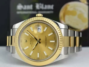 Men's Watches | Dress Watches | Sant Blanc ROLEX Mens 18kt Gold & Stainless Steel DateJust II Champagne Index Model 116333