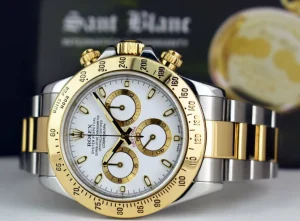 Sports Watches | Men's Watches | Sant Blanc ROLEX Mens 18kt Gold & Stainless Steel Daytona White Index Dial Model 116523