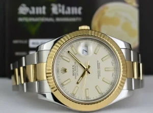 Men's Watches | Dress Watches | Sant Blanc ROLEX Mens 18kt Gold & Stainless Steel DateJust II Ivory Index Model 116333