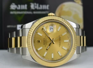 Men's Watches | Dress Watches | Sant Blanc ROLEX Mens 18kt Gold & Stainless Steel DateJust II Champagne Index Model 116333