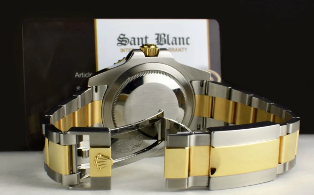 rolex_mens_kt_gold__stain_7-2.webp Men's Watches | Pilots Professional Watches | Sant Blanc ROLEX Mens 18kt Gold & Stainless Steel GMT Master II Black Dial Model 116713