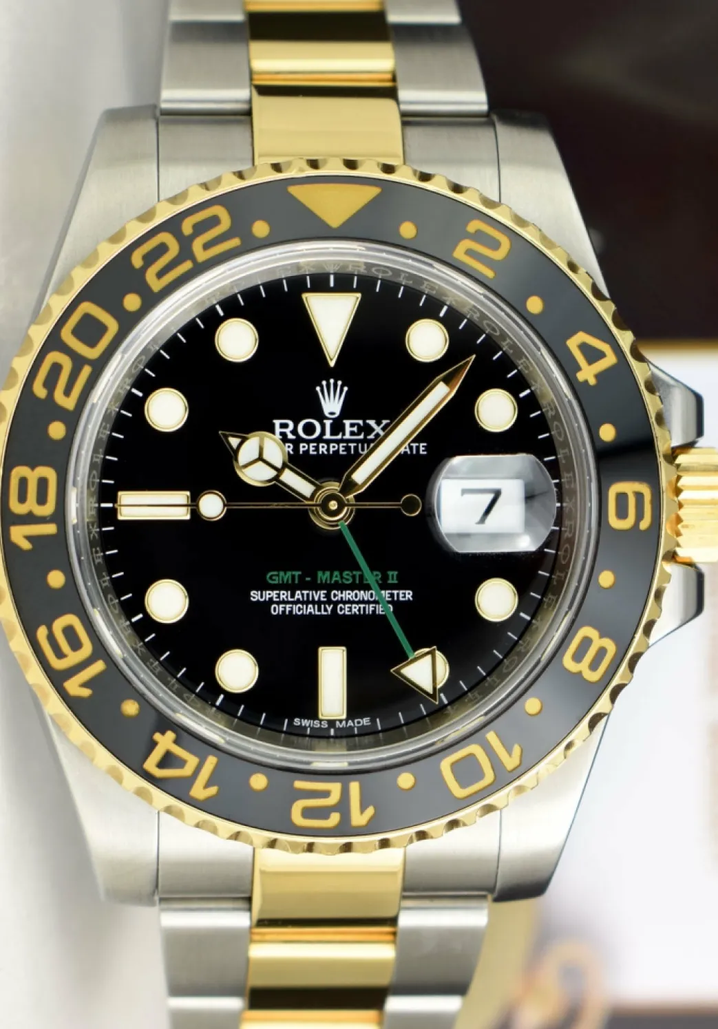 rolex_mens_kt_gold__stain_8-2.webp Men's Watches | Pilots Professional Watches | Sant Blanc ROLEX Mens 18kt Gold & Stainless Steel GMT Master II Black Dial Model 116713