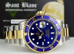 Diving Professional Watches | Sports Watches | Sant Blanc ROLEX Mens 18kt Gold & Stainless Steel Submariner Blue Dial No Holes Model 16613