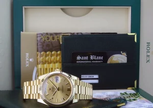 Men's Watches | President Dress Watches | Sant Blanc ROLEX Mens 18kt Gold Day Date 40mm President Champagne Roman Dial Model 228238