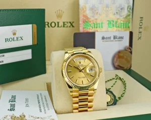 Men's Watches | President Dress Watches | Sant Blanc ROLEX Mens 18kt Gold Day Date 36 President Champagne Stick Dial Model 128238