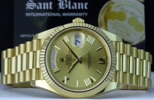Men's Watches | President Dress Watches | Sant Blanc ROLEX Mens 18kt Gold Day Date 40mm President Champagne Roman Dial Model 228238