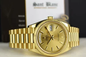 Men's Watches | President Dress Watches | Sant Blanc ROLEX Mens 18kt Gold Day Date 36 President Champagne Stick Dial Model 128238