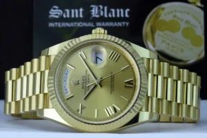 Men's Watches | President Dress Watches | Sant Blanc ROLEX Mens 18kt Gold Day Date 40mm President Champagne Roman Dial Model 228238