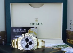 Men's Watches | Racing Professional Watches | Sant Blanc ROLEX Mens 18kt Gold Daytona White Panda Arabic Dial Fat Buckle Model 116528