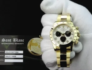 Men's Watches | Racing Professional Watches | Sant Blanc ROLEX Mens 18kt Gold Daytona White Panda Arabic Dial Fat Buckle Model 116528