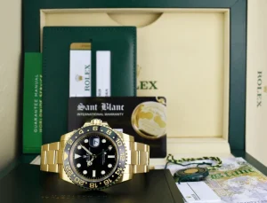 Pilots Professional Watches | Sant Blanc ROLEX Mens 18kt Gold 40mm GMT Master II Black 116718
