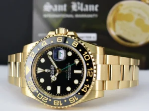 Pilots Professional Watches | Sant Blanc ROLEX Mens 18kt Gold 40mm GMT Master II Black 116718